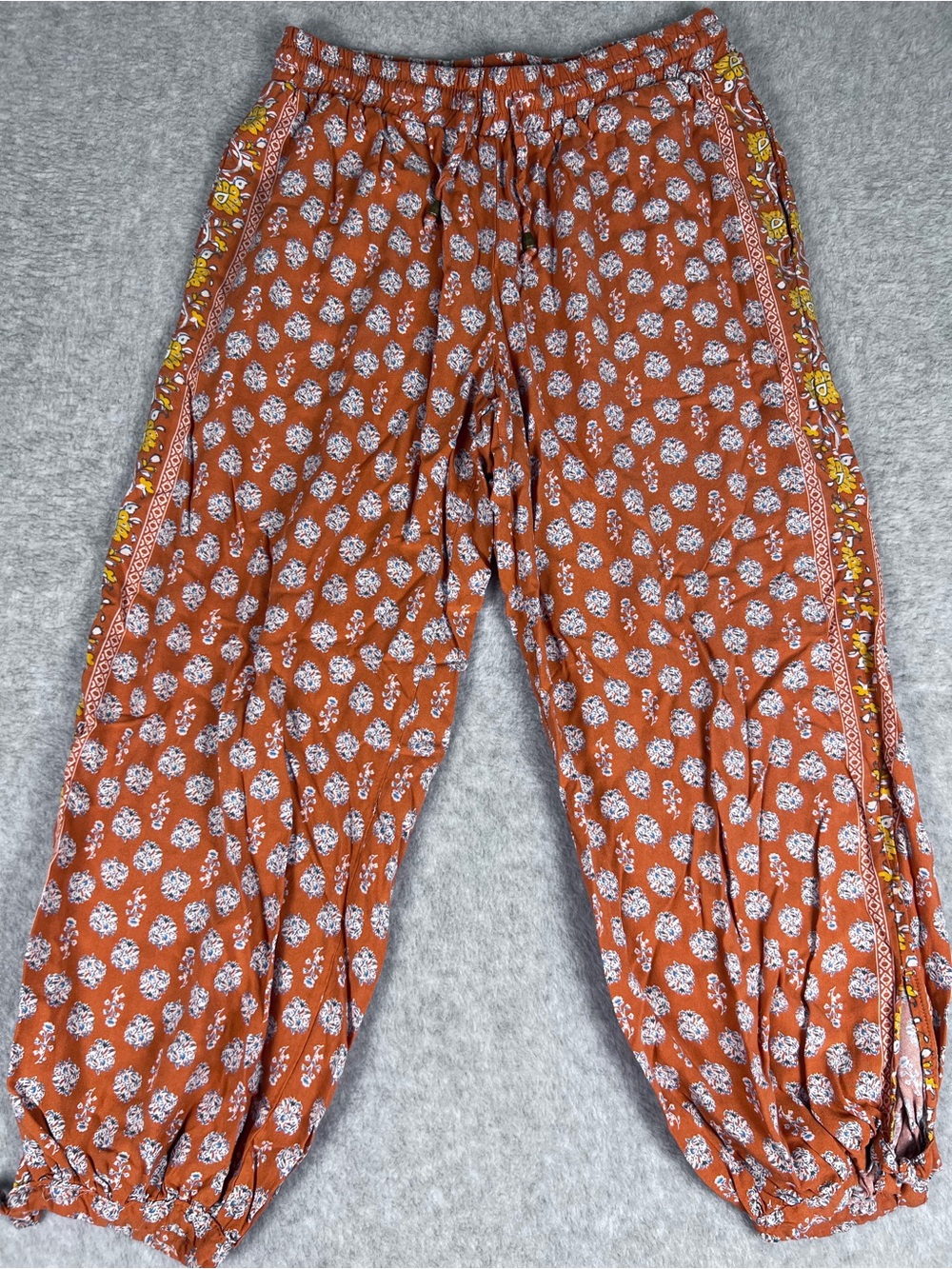 Boho Pants Drawstring waist cropped floral Rayon Size‎ XS